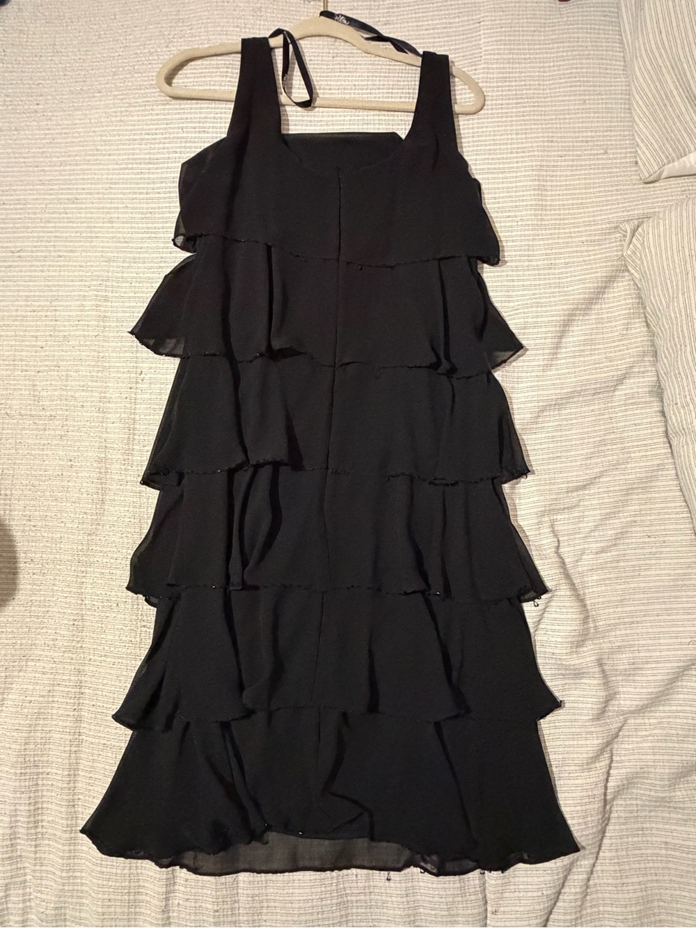 Patra Black Tiered Ruffle Midi Dress